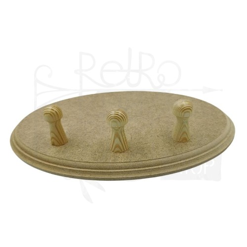 Wieszak owalny 18x26cm MDF z 3 dużymi kołkami