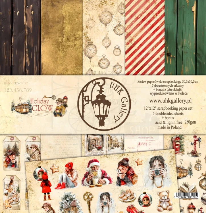 Zestaw papierów do scrapbookingu 30x30 Holiday Glow UHK Gallery