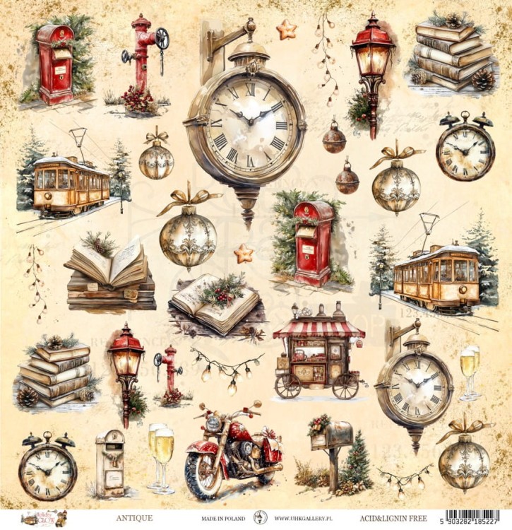 Papier do scrapbookingu 30x30 Holiday Glow ANTIQUE UHK Gallery