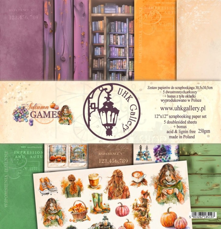 Zestaw papierów do scrapbookingu 30x30 Autumn Games UHK Gallery