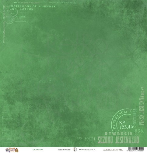 Papier do scrapbookingu 30x30 Autumn Games GREENERY UHK Gallery