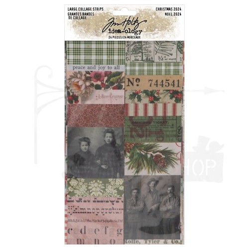 Ozdoby papierowe paski Idea-ology Large Collage Strips Christmas 24szt TH94410 Tim Holtz