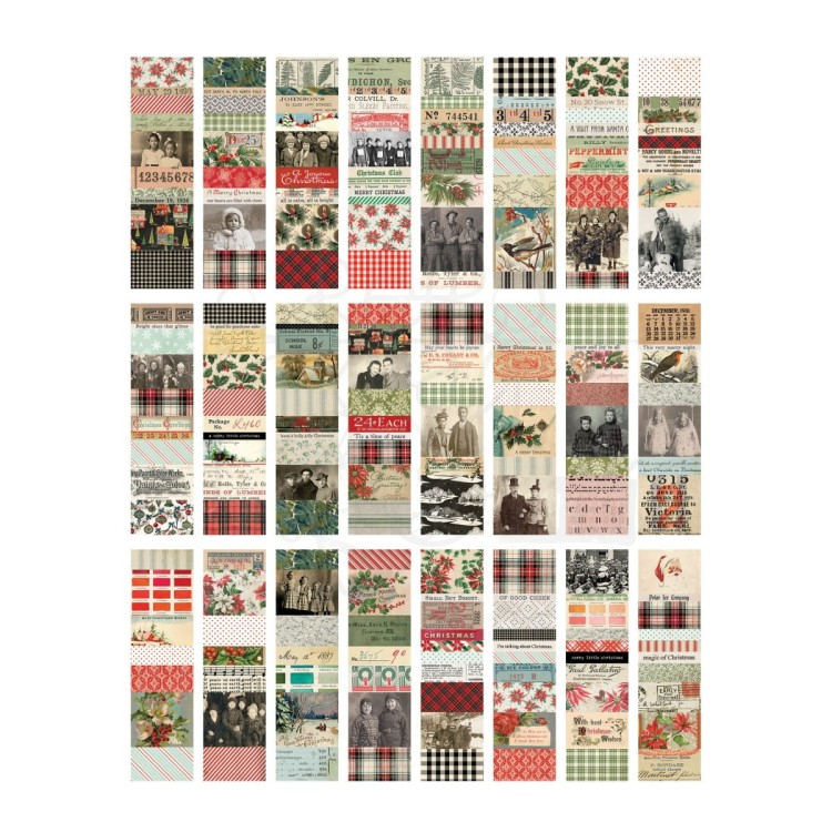 Ozdoby papierowe paski Idea-ology Large Collage Strips Christmas 24szt TH94410 Tim Holtz