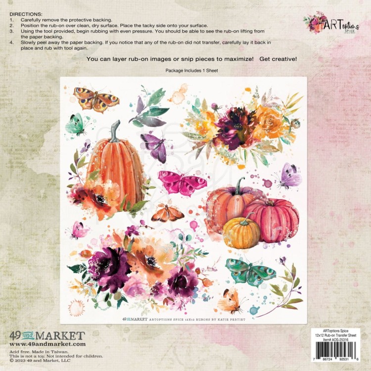 Rub-on transfer 30x30 ARToptions Spice AOS-25316 49 and Market
