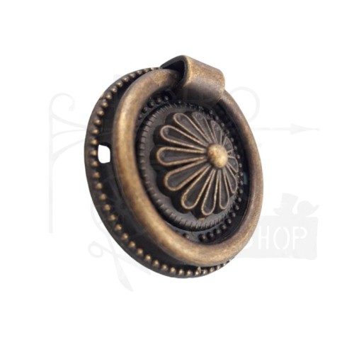 Uchwyt metalowy kołatka z kwiatkiem 3.5cm