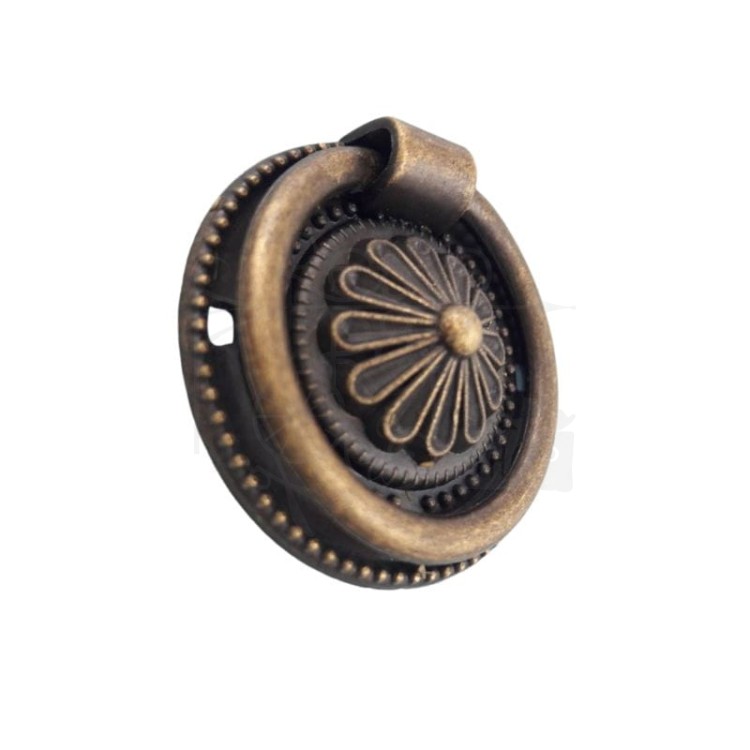 Uchwyt metalowy kołatka z kwiatkiem 3.5cm