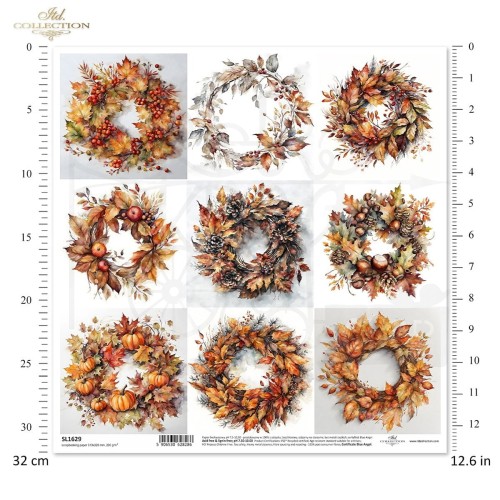 Papier do scrapbookingu 30x30 Jesienne wianki SL1629 ITD Collection