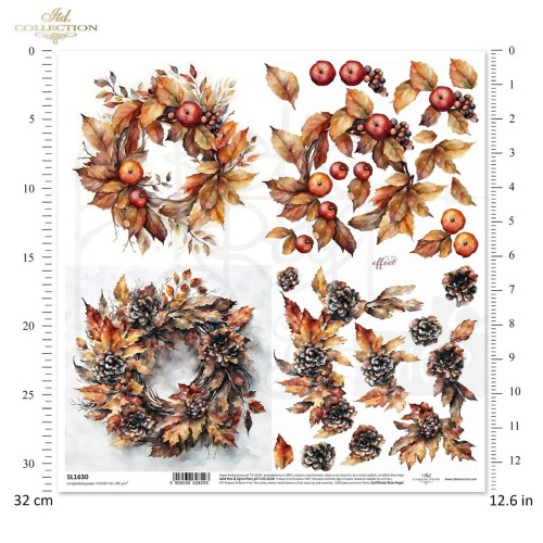 Papier do scrapbookingu 30x30 Jesienne wianki SL1630 ITD Collection