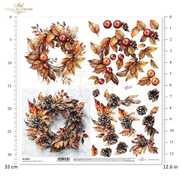 Papier do scrapbookingu 30x30 Jesienne wianki SL1630 ITD Collection