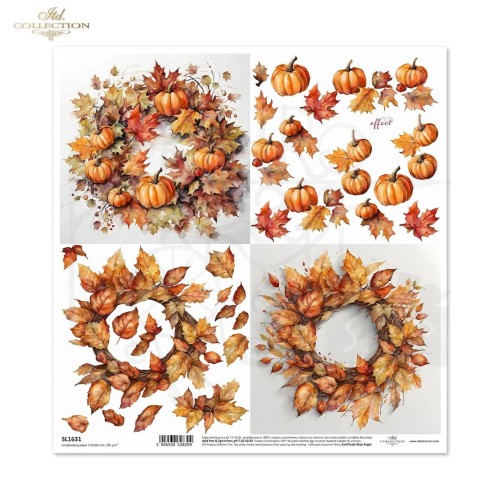 Papier do scrapbookingu 30x30 Jesienne wianki SL1631 ITD Collection
