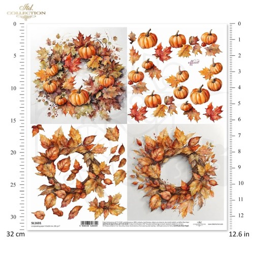 Papier do scrapbookingu 30x30 Jesienne wianki SL1631 ITD Collection