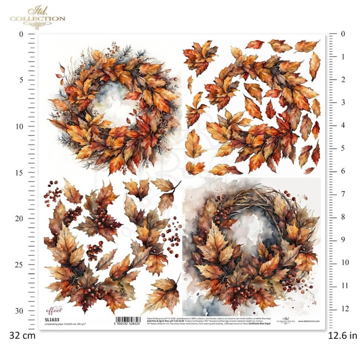 Papier do scrapbookingu 30x30 Jesienne wianki SL1633 ITD Collection