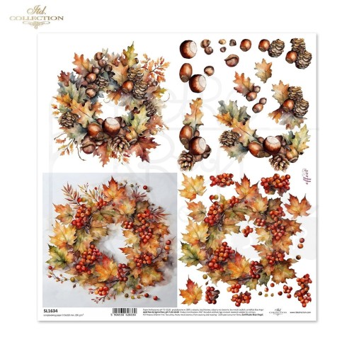 Papier do scrapbookingu 30x30 Jesienne wianki SL1634 ITD Collection