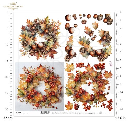 Papier do scrapbookingu 30x30 Jesienne wianki SL1634 ITD Collection
