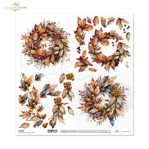 Papier do scrapbookingu 30x30 Jesienne wianki SL1635 ITD Collection