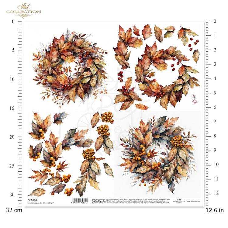 Papier do scrapbookingu 30x30 Jesienne wianki SL1635 ITD Collection