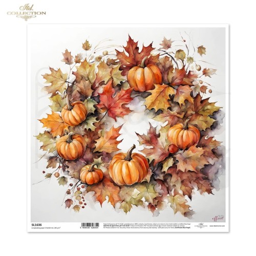Papier do scrapbookingu 30x30 Jesienne wianki SL1636 ITD Collection