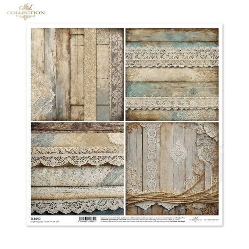 Papier do scrapbookingu 30x30 Koronki SL1640 ITD Collection
