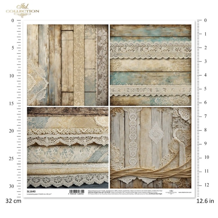 Papier do scrapbookingu 30x30 Koronki SL1640 ITD Collection
