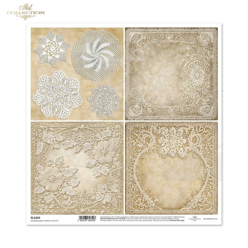 Papier do scrapbookingu 30x30 Koronki SL1641 ITD Collection