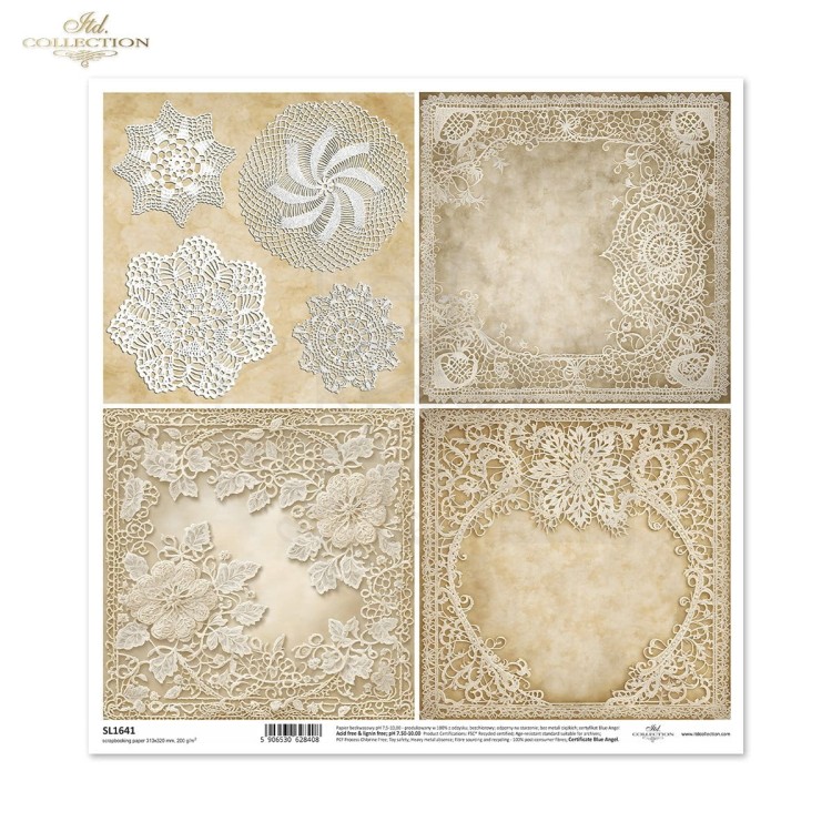 Papier do scrapbookingu 30x30 Koronki SL1641 ITD Collection