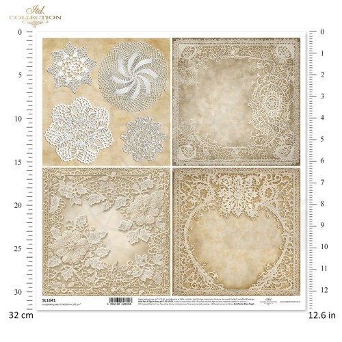 Papier do scrapbookingu 30x30 Koronki SL1641 ITD Collection