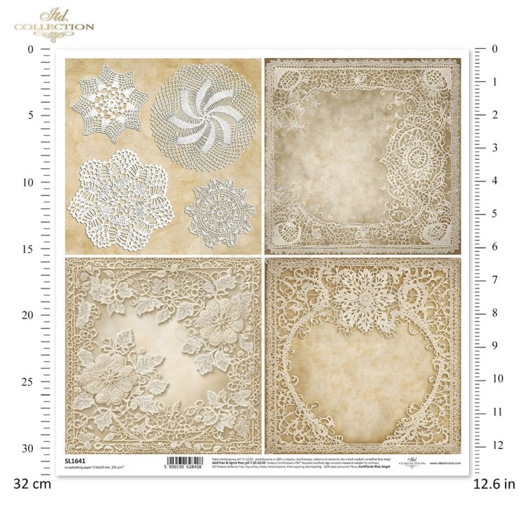 Papier do scrapbookingu 30x30 Koronki SL1641 ITD Collection