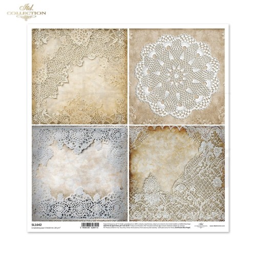 Papier do scrapbookingu 30x30 Koronki SL1642 ITD Collection