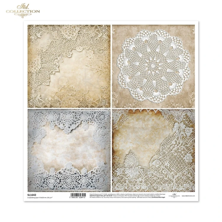 Papier do scrapbookingu 30x30 Koronki SL1642 ITD Collection
