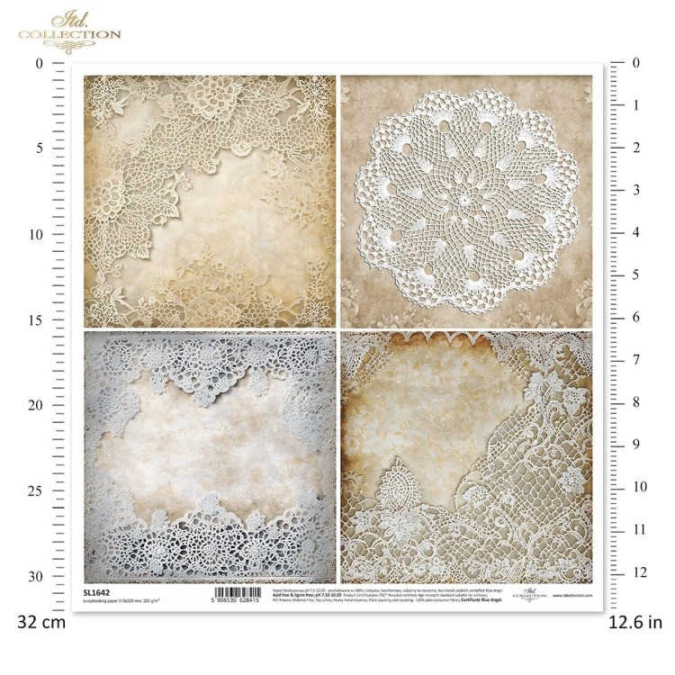 Papier do scrapbookingu 30x30 Koronki SL1642 ITD Collection