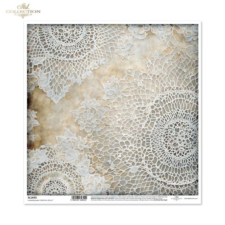Papier do scrapbookingu 30x30 Koronki SL1643 ITD Collection