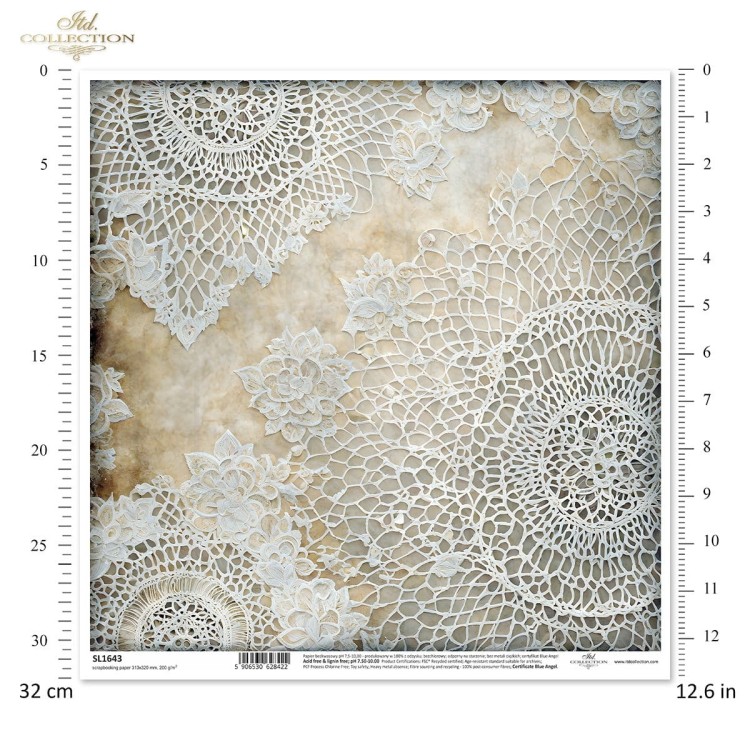 Papier do scrapbookingu 30x30 Koronki SL1643 ITD Collection
