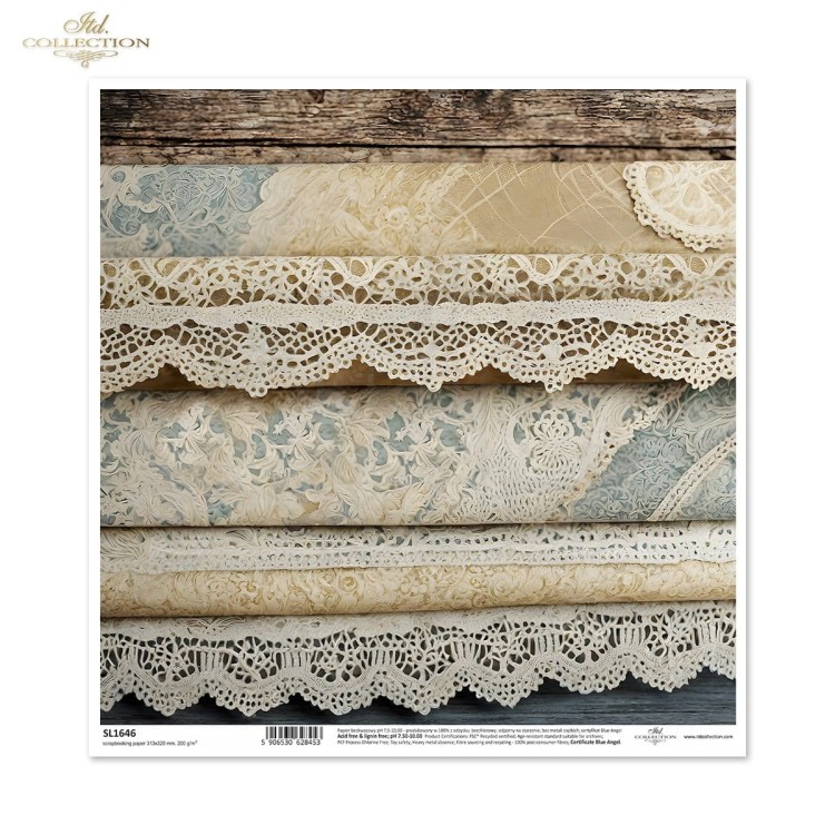 Papier do scrapbookingu 30x30 Koronki SL1646 ITD Collection