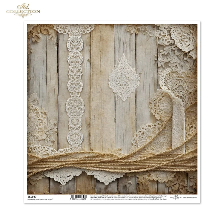 Papier do scrapbookingu 30x30 Koronki SL1647 ITD Collection