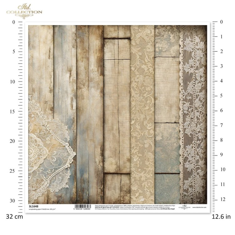 Papier do scrapbookingu 30x30 Koronki SL1648 ITD Collection