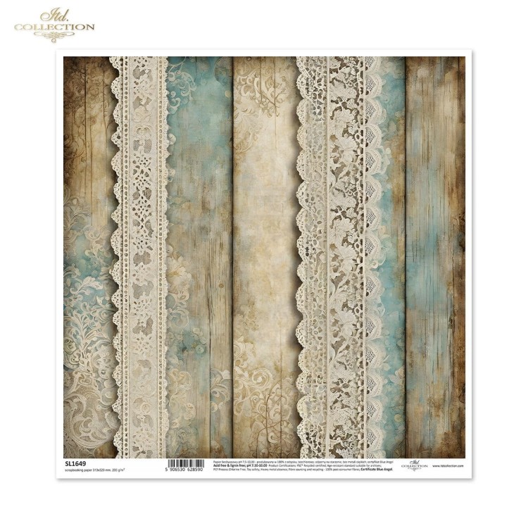 Papier do scrapbookingu 30x30 Koronki SL1649 ITD Collection
