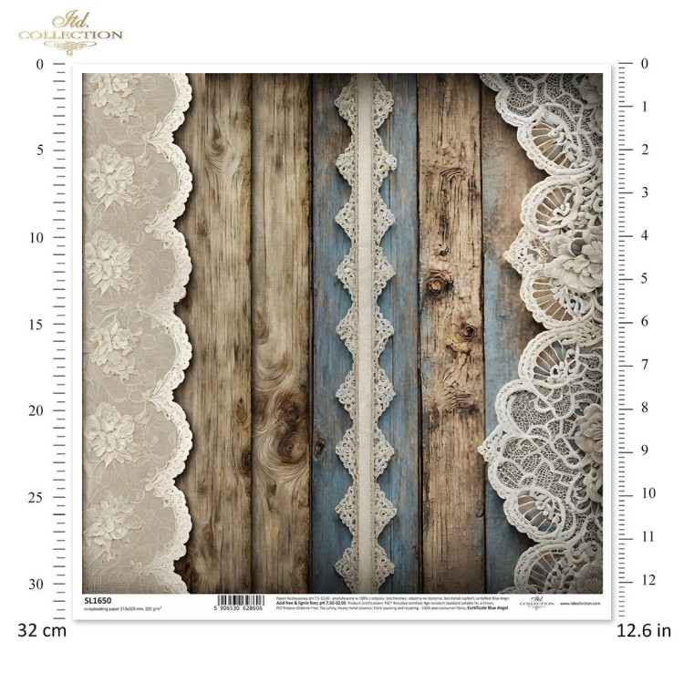 Papier do scrapbookingu 30x30 Koronki SL1650 ITD Collection