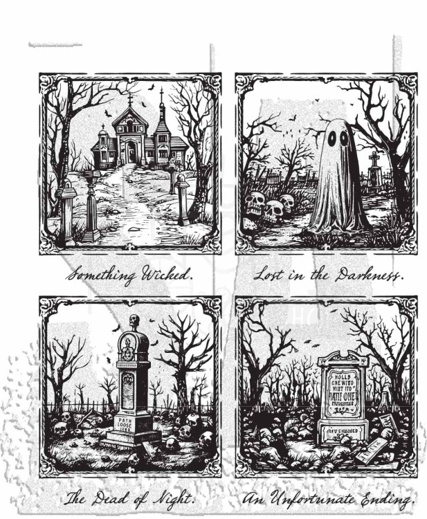 Stempel gumowy kauczukowy Framed Frights CMS494 Tim Holtz Stampers Anonymous