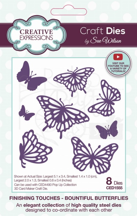 Wykrojnik Bountiful Butterflies by Sue Wilson 8 sztuk CED1555 Creative Expressions