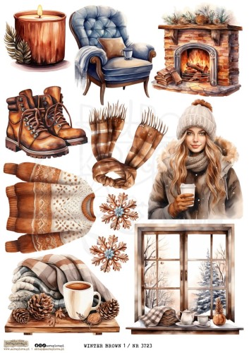 Papier ryżowy do decoupage A4 Winter Brown 1 3723 ScrapLove