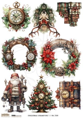 Papier ryżowy do decoupage A4 Christmas Steampunk 1 3720 ScrapLove