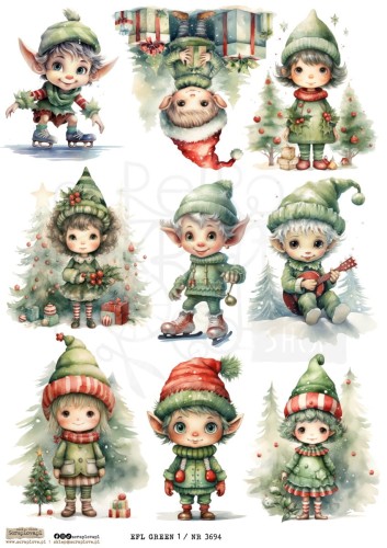 Papier ryżowy do decoupage A4 Elf Green 1 3694 ScrapLove