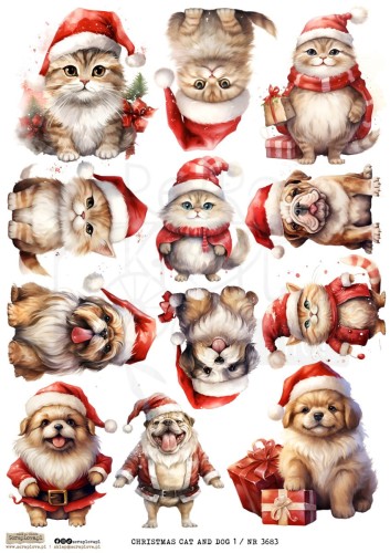Papier ryżowy do decoupage A4 Christmas Cat And Dog 1 3683 ScrapLove
