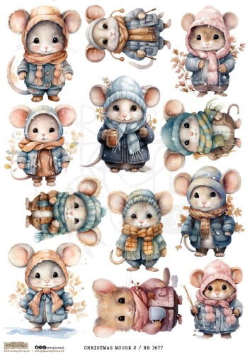 Papier ryżowy do decoupage A4 Christmas Mouse 2 3677 ScrapLove