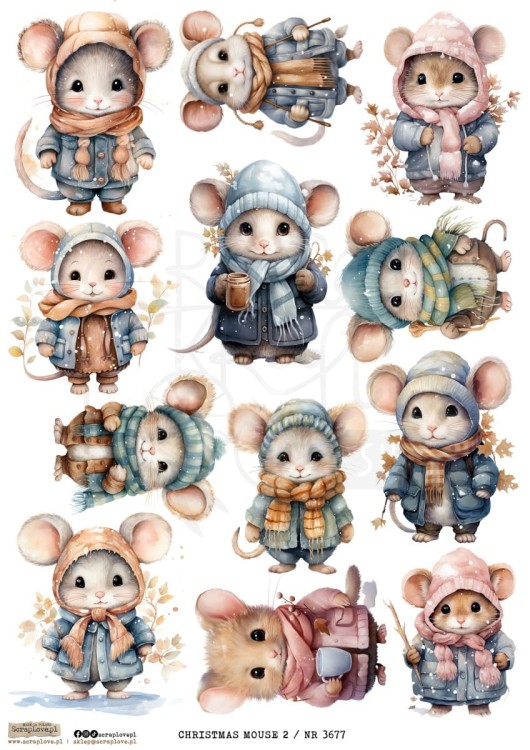 Papier ryżowy do decoupage A4 Christmas Mouse 2 3677 ScrapLove