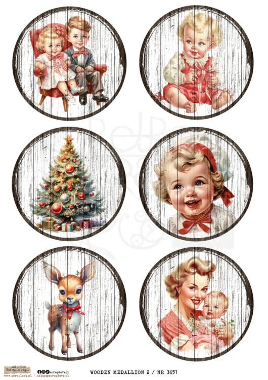 Papier ryżowy do decoupage A4 Wooden Medallion 2 3651 ScrapLove