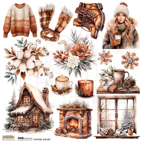 Naklejki do scrapbookingu i art journalingu Winter Brown 1 ScrapLove