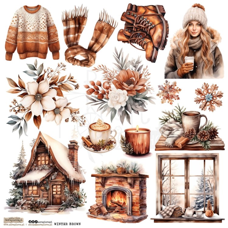 Naklejki do scrapbookingu i art journalingu Winter Brown 1 ScrapLove