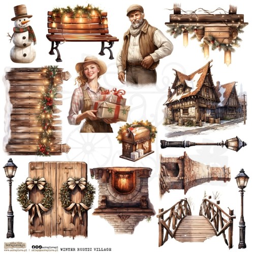 Naklejki do scrapbookingu i art journalingu Winter Rustic Village 1 ScrapLove