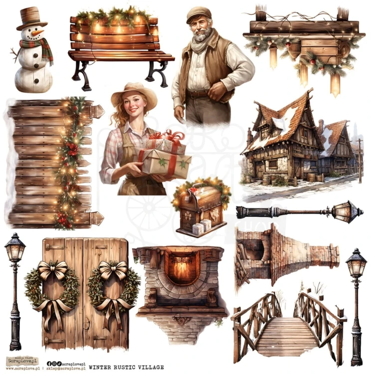 Naklejki do scrapbookingu i art journalingu Winter Rustic Village 1 ScrapLove